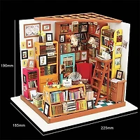 Wooden DIY Miniature Dollhouse Kit with Furniture and Accessories, Sam’s Study