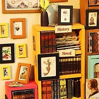 Wooden DIY Miniature Dollhouse Kit with Furniture and Accessories, Sam’s Study