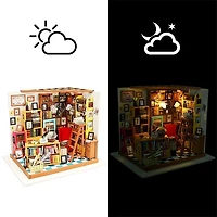 Wooden DIY Miniature Dollhouse Kit with Furniture and Accessories, Sam’s Study