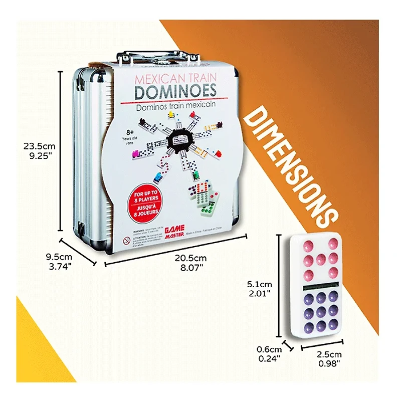 Mexican Train Dominoes Double 12 Dominoes Set 91 Tiles with Aluminum Case