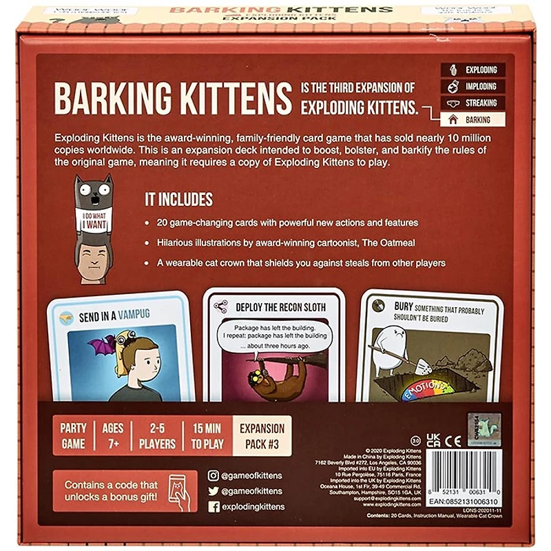 Barking Kittens Exploding Kittens Card Game