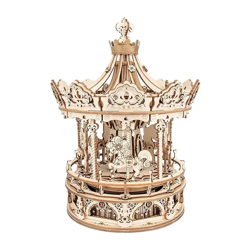 3D Wooden Puzzle – Romantic Carousel Music Box