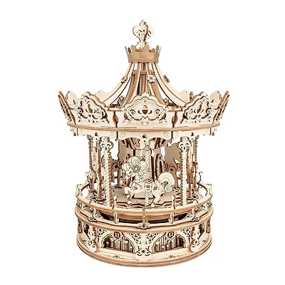 3D Wooden Puzzle – Romantic Carousel Music Box