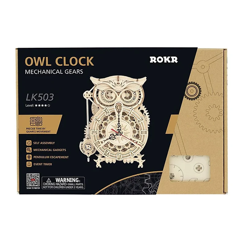 3D Wooden Puzzle Owl Clock