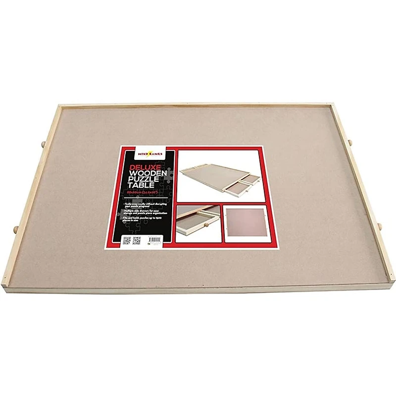 Mind Games Wooden Jigsaw Puzzle Table with Four Sliding Drawers, Holds up to 1500 Pieces