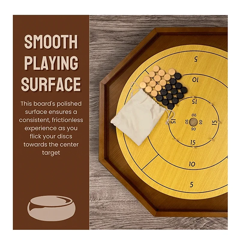 Tradeopia Crokinole 2 in 1 – Brown Wood Color