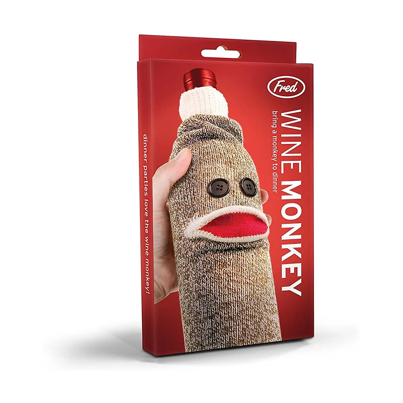 Genuine Fred WINE MONKEY Sock Monkey Bottle Caddy