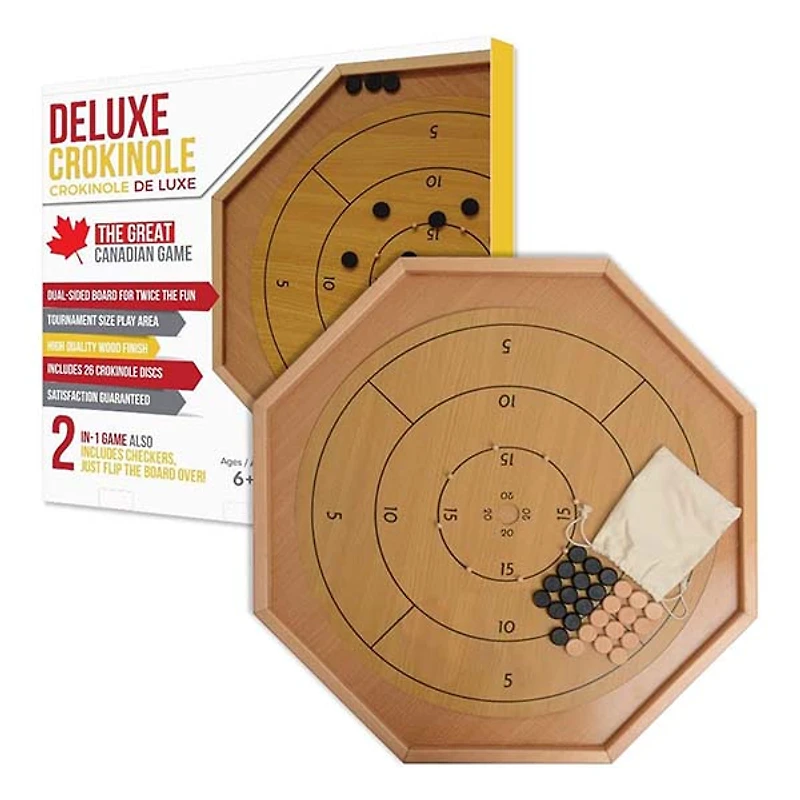 Crokinole 2 in 1 Natural Wood Color