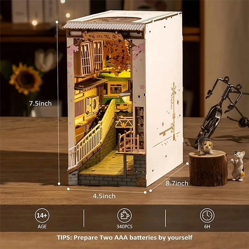 3D Wooden Puzzle House Book Nook Sakura Tram