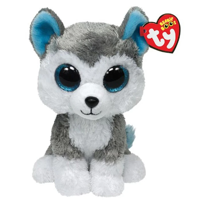 Ty Beanie Boos -Slush Grey And White Huskey Medium Plush