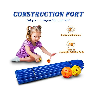 Kids Construction Fort Building Kit 69 PCS Indoor/Outdoor Play