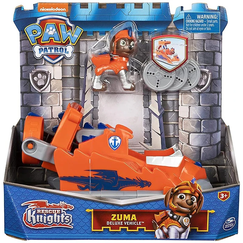 PAW Patrol, Rescue Knights Zuma Transforming Toy Car with Collectible Action Figure