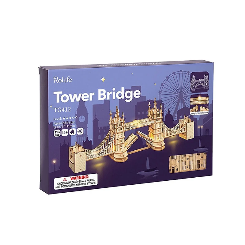 Rolife 3D Wooden Puzzle Tower Bridge With Lights Architecture