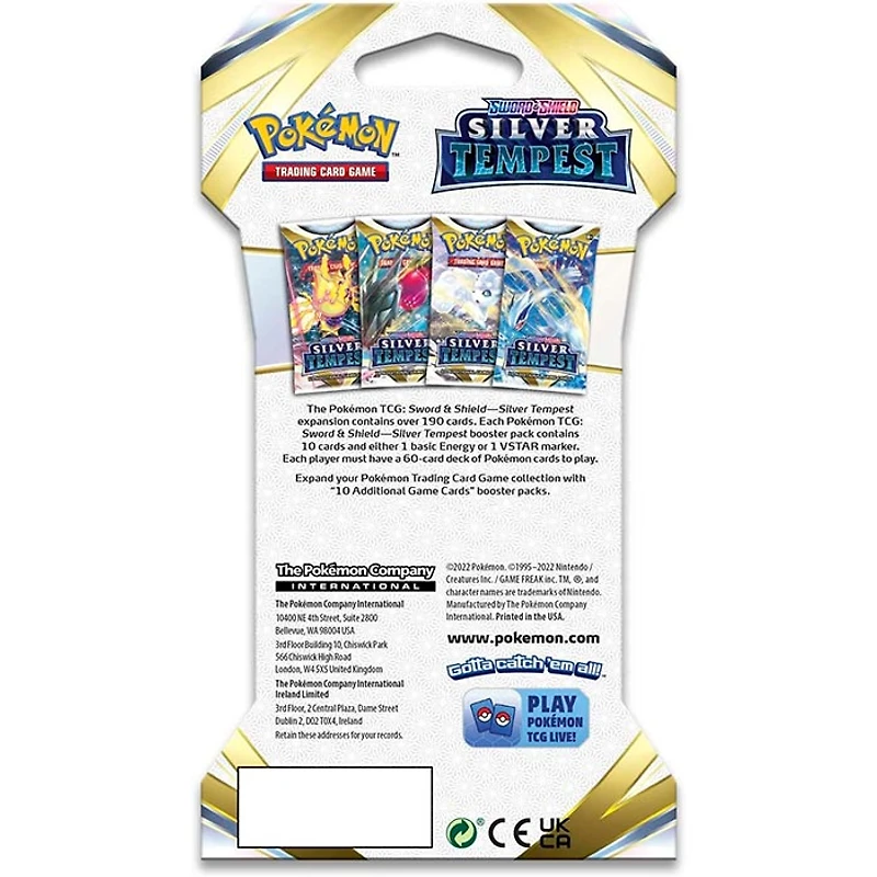 Pokemon Trading Card Game: Sword & amp; Shield Silver Tempest Sleeved Booster Pack