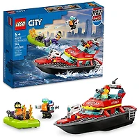 LEGO City Fire Rescue Boat, Toy Floats on Water, with Jetpack, Dinghy and 3 Minifigures