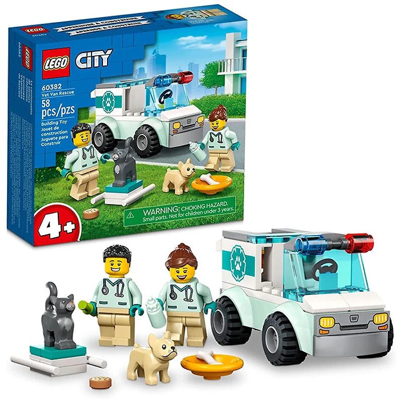 LEGO City Vet Van Rescue, Toy Animal Ambulance, Learning Toy Playset