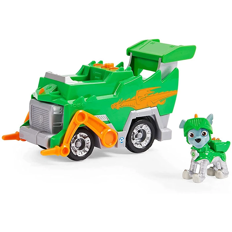 Paw Patrol, Rescue Knights Rocky Transforming Toy Car with Collectible Action Figure