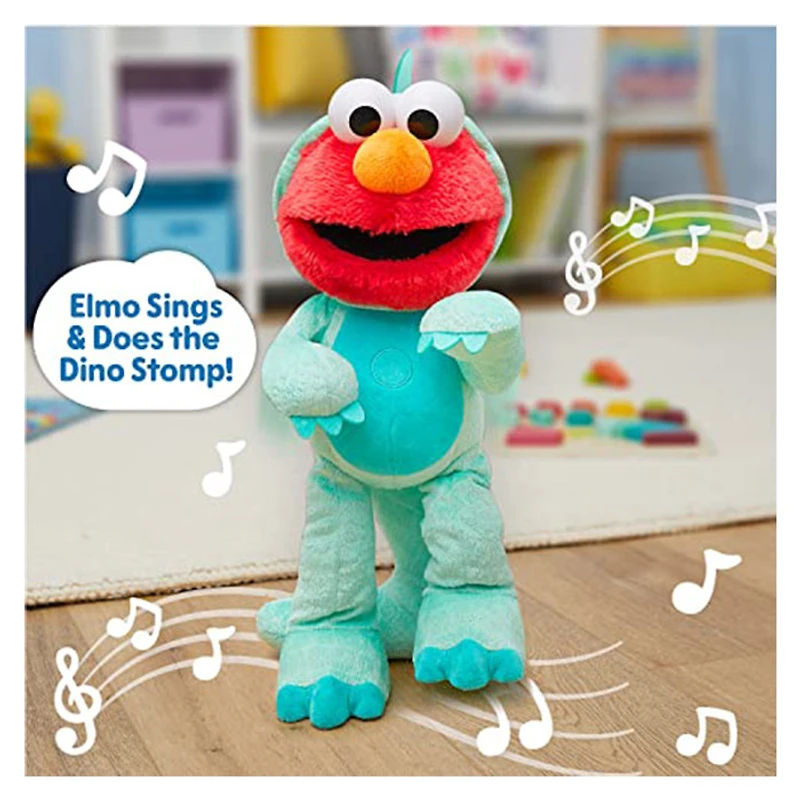 Sesame Street Dino Stomp Elmo 13 Inch Plush Stuffed Animal Sings and Dances