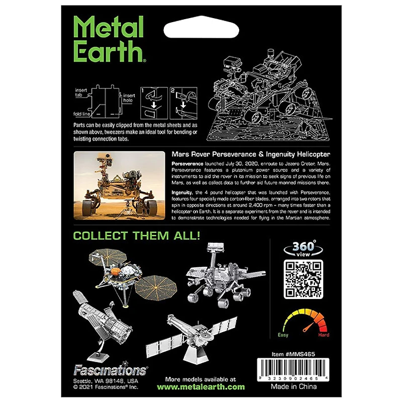 Metal Earth Mars Rover Perseverance and Ingenuity Helicopter 3D Metal Model Kit Fascinations