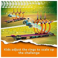 LEGO City Stuntz Stunt Truck and Ring of Fire Challenge with Flywheel-Powered Motorcycle Toy