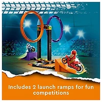LEGO City Stuntz Spinning Stunt Challenge, 1 or 2 Player Tournaments with Flywheel-Powered Motorcycle Toys