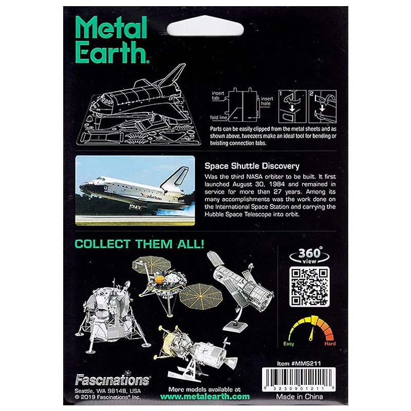 Fascinations Metal Earth Space Shuttle Discovery Color Version 3D Metal Model Kit