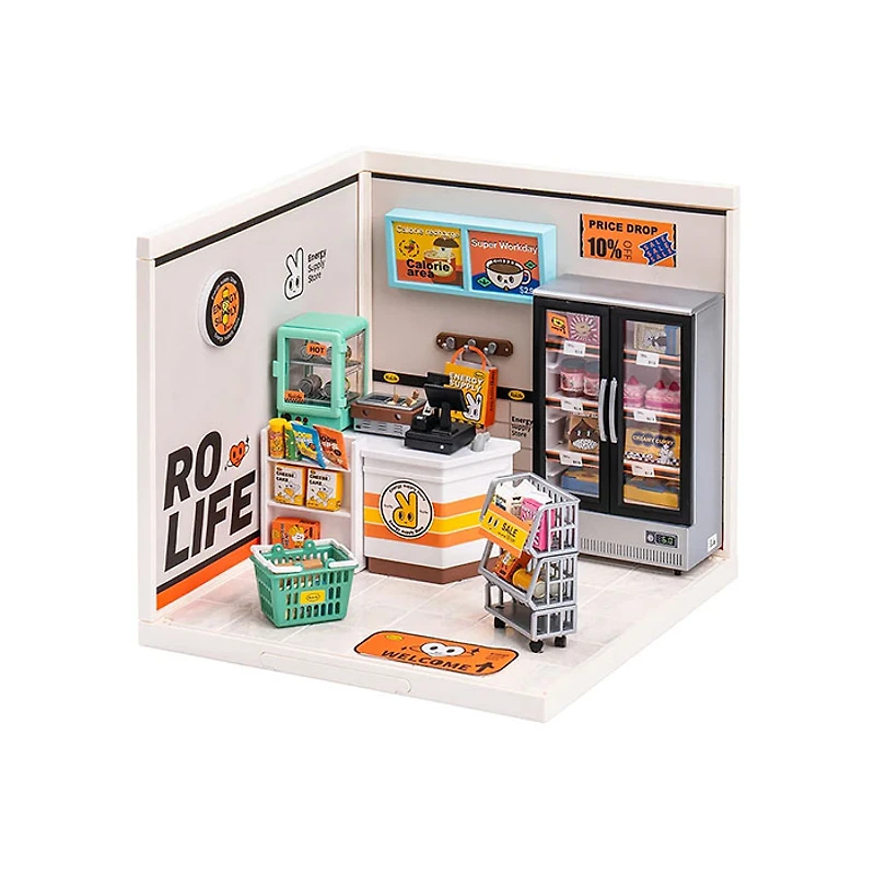 Rolife Super Creator Energy Supply Store Plastic DIY Miniature House Kit – 102 PCS