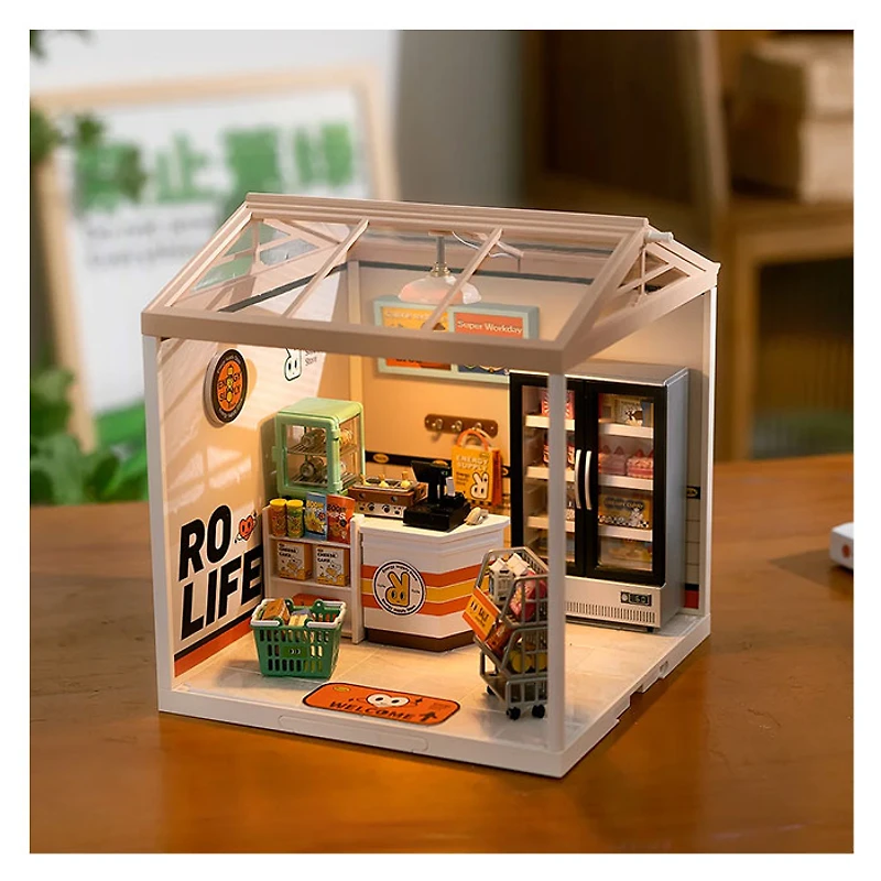 Rolife Super Creator Energy Supply Store Plastic DIY Miniature House Kit – 102 PCS