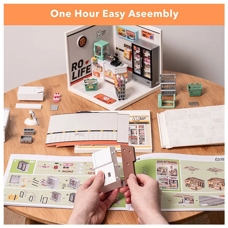 Rolife Super Creator Energy Supply Store Plastic DIY Miniature House Kit – 102 PCS