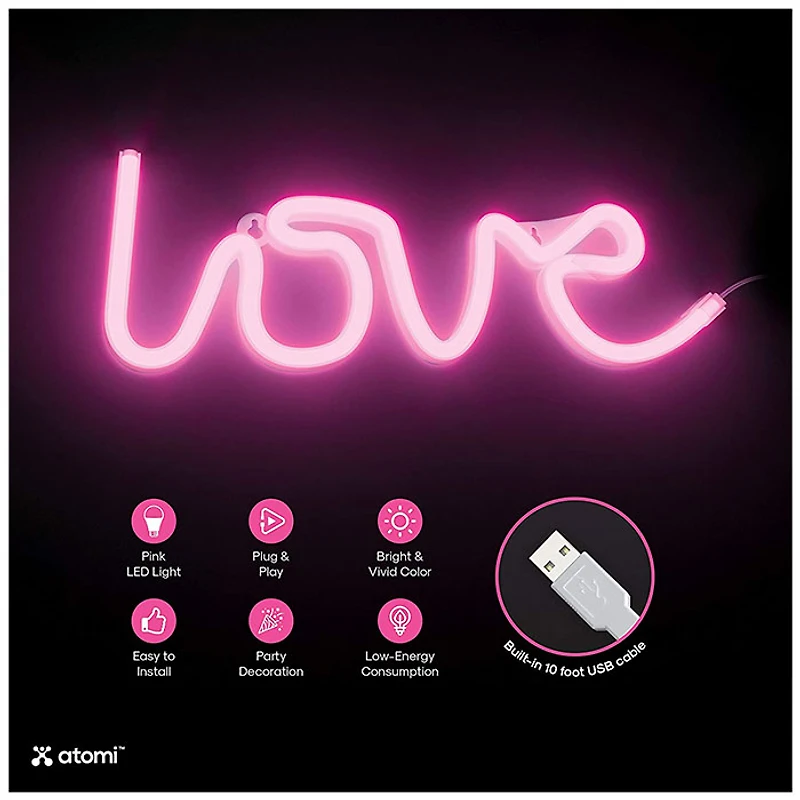 Pink Love Atomi Smart Neon LED Light Decorative Wall Art