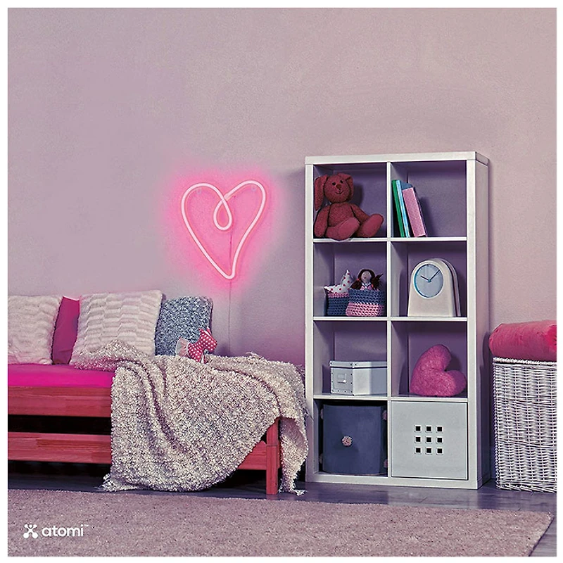 Pink Retro Heart Atomi Smart Neon LED Light Decorative Wall Art