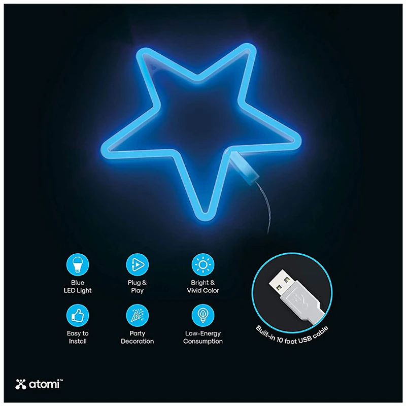 Blue Star Atomi Smart Neon LED Light Decorative Wall Art