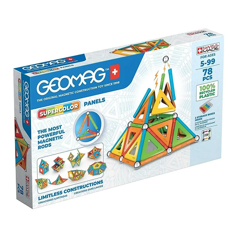 Geomag Magnetic Toys Recycled Plastic Supercolor Panels 78PCs