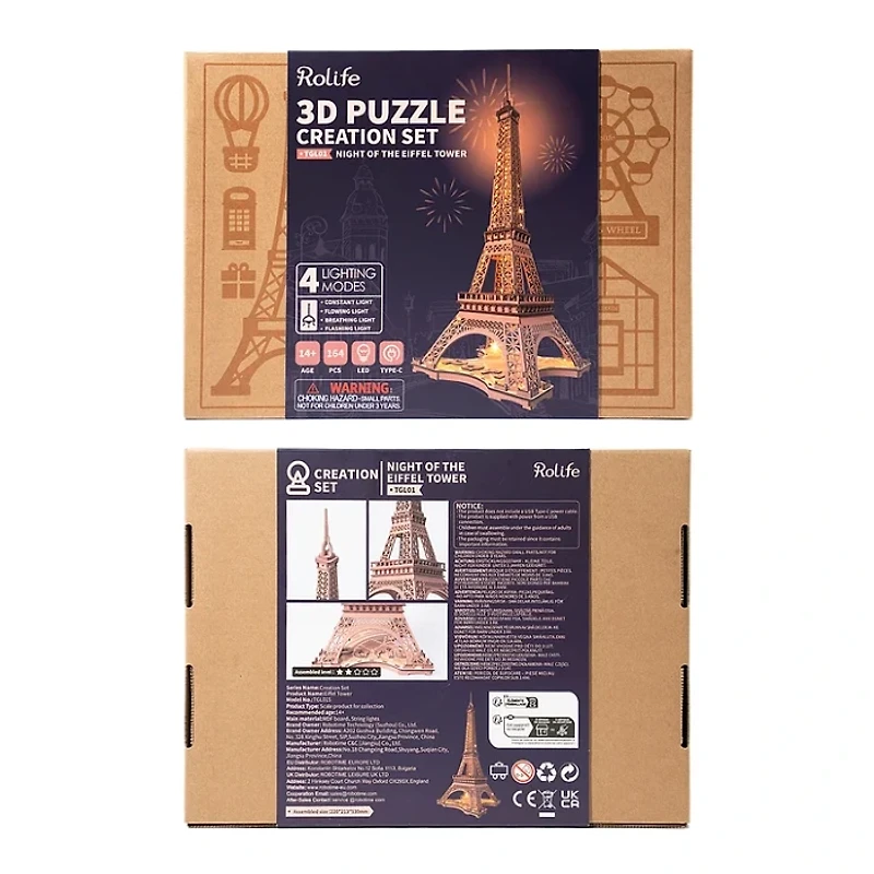 Rolife Night of The Eifel Tower 3D Wooden Puzzle