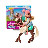 Barbie Club Chelsea Blonde Doll and Brown Pony Riding Play Set