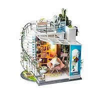 3D Wooden Puzzle Dora’s Loft Miniature Dollhouse Fully Assembled with Display Case