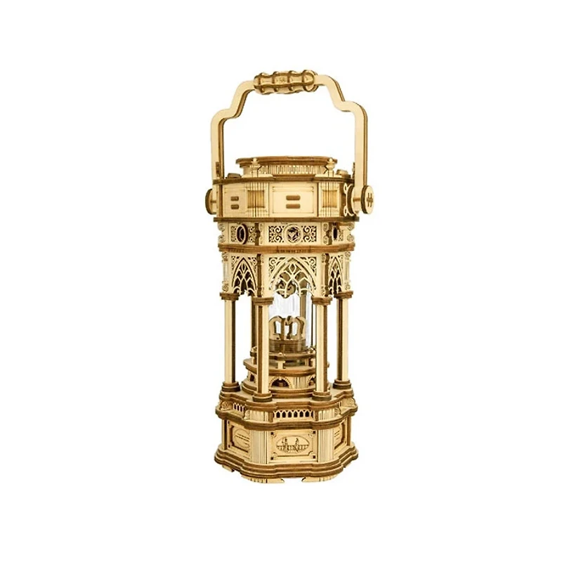 3D Wooden Puzzle Music Box Victorian Lantern Fully Assembled With Display Case