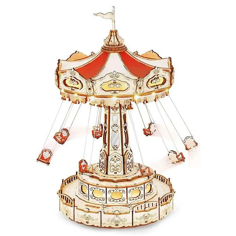 ROKR 3D Wooden Puzzle Swing Ride Music Box Fully Assembled with Display Case