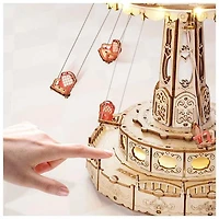 ROKR 3D Wooden Puzzle Swing Ride Music Box Fully Assembled with Display Case