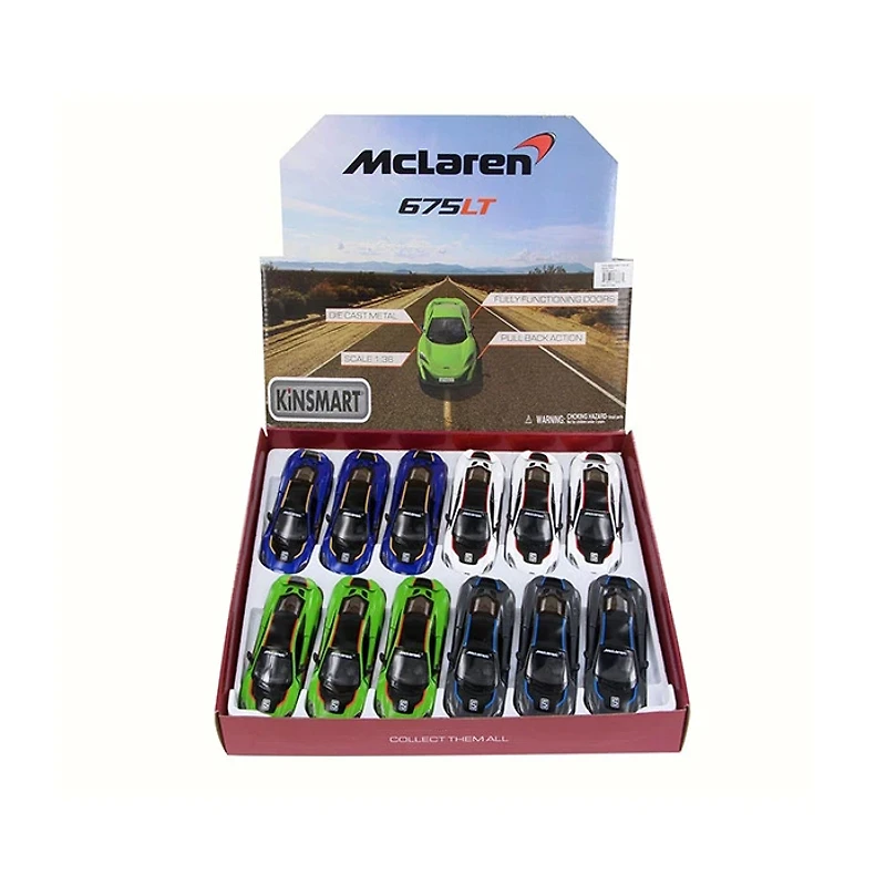 Diecast Car McLaren 675LT Pullback 1:36 Scale With Printing Race Track Toys Single Assorted (Random Pick)