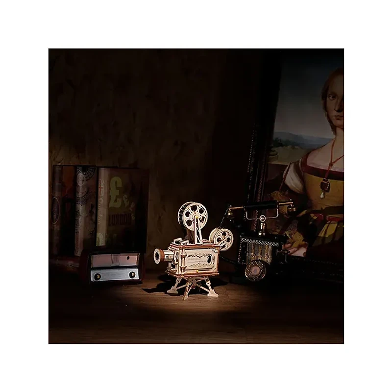 3D Wooden Puzzle Vitascope Movie Projector with Display Case
