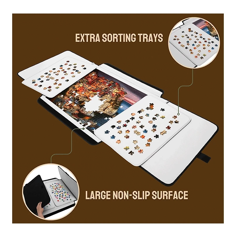 Tradeopia Portable Tri Fold Jigsaw Puzzle Storage Case Black Up To 1500 Pieces