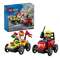 LEGO City Pizza Vs Fire Truck Race Car Pack 70 Pieces