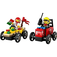 LEGO City Pizza Vs Fire Truck Race Car Pack 70 Pieces