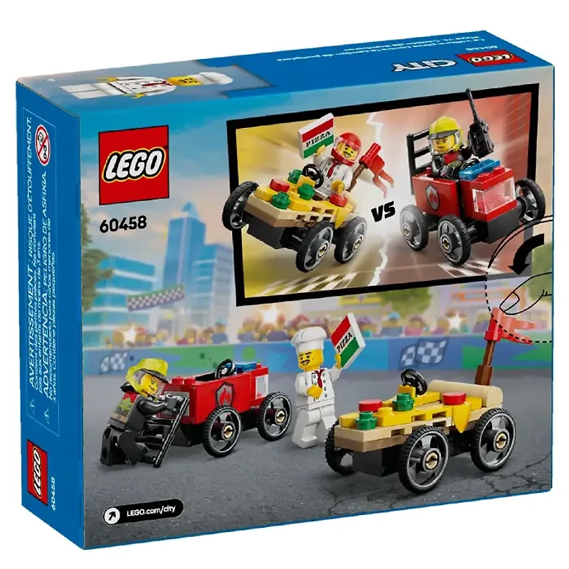 LEGO City Pizza Vs Fire Truck Race Car Pack 70 Pieces