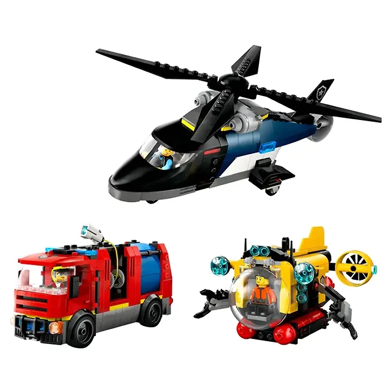 LEGO City Helicopter Fire Truck And Submarine Remix 874 Pieces