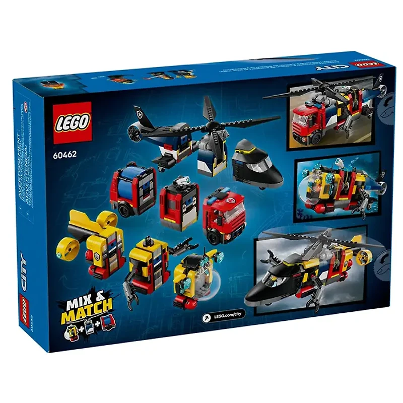 LEGO City Helicopter Fire Truck And Submarine Remix 874 Pieces