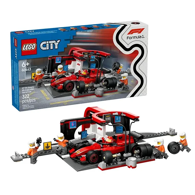 LEGO City F1 Pit Stop And Pit Crew With Ferrari Car 322 Pieces