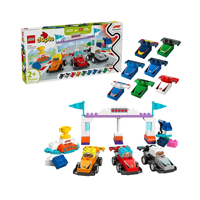 LEGO Duplo F1 Team Race Cars And Drivers 70 Pieces