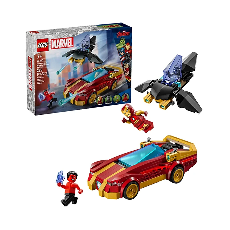 LEGO Marvel Iron Man Car And Black Panther VS Red Hulk 295 Pieces